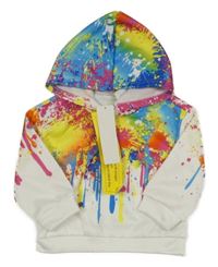 Nové - bílo-barevná skvrnitá mikina s kapucí SHEIN