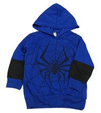 Safírovo-černá mikina s pavoukem a pavučinou a kapucí 