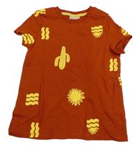 Rezavé tričko s kaktusy a sluníčky so cute