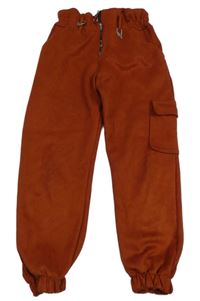 Rezavé semišové cuff paper bag crop kalhoty s kapsou