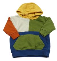 Khaki-tmavomodro-smetanovo-rezavá mikina s kapsou a kapucí Next