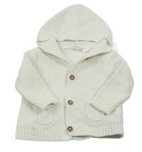 Smetanový propínací svetr s kapucí POCOPIANO