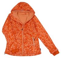 Lososovo-jahodová vzorovaná softshellová bunda s kytičkami a kapucí Rocktrail