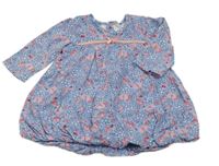 Modré balonové šaty s kytičkami a beruškami a motýlky George