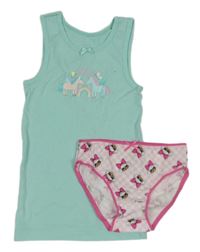 2Set - Pomněnková košilka s jednorožci C&A + růžovo/bílé kostkované kalhotky s L.O.L. SURPRISE!