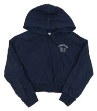 Tmavomodrá crop mikina s logem a kapucí RIVER ISLAND