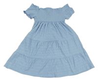Světlemodré pruhované/vzorované mačkané šaty PRIMARK