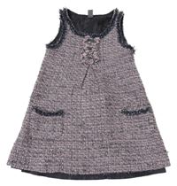 Šedo-světlerůžové melírované teplé šaty s knoflíky Zara