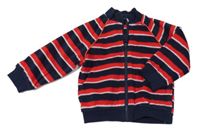 Nové - tmavomodro-červeno-bílá pruhovaná fleecová propínací mikina Mothercare