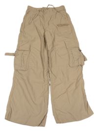 Béžové cargo šusťákové kalhoty H&M