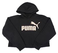 Černá oversize crop mikina s logem a kapucí PUMA