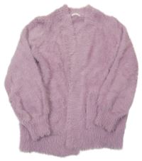 Lila chlupatý svetrový cardigan Next
