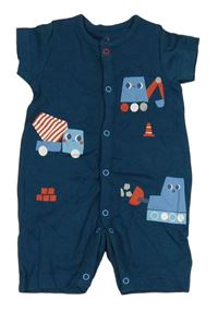 Petrolejový bavlněný kraťasový overal se stavebními stroji Mothercare