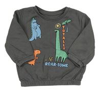 Tmavošedá mikina s dinosaury Primark