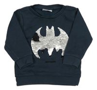 Tmavomodrá mikina s netopýrem z překlápěcích flitrů - Batman zn. Next