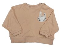 Růžová žebrovaná oversize mikina s králíkem George