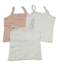 3x perforovaná košilka - 2x bílá + růžová