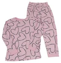 Růžové fleecové pyžamo se srdíčky M&S