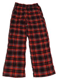 Červeno-černo-bílé kostkované pyžamové flanelové kalhoty H&M