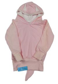 Nové - Růžová dlouhá mikina s ocasem a kapucí