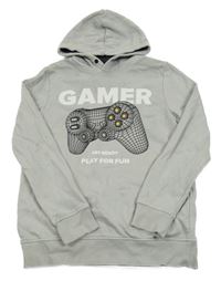 Světlešedá mikina s ovladačem a kapucí C&A