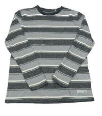 Šedo-černo-bílé melírované pruhované triko Yigga