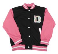 Černo-tmavorůžová baseballová mikina s písmenem