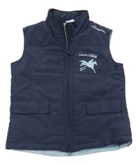 Tmavomodrá šusťáková zateplená jezdecká vesta Fouganza