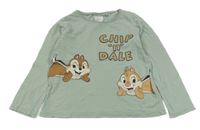 Zelenošedé triko s Chipem a Dalem H&M