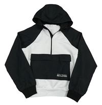 Bílo-černá teplákovo/šusťáková mikina s kapucí Y.F.K.