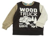 Hnědo-béžová  mikina s náklaďákem a stromky Kids