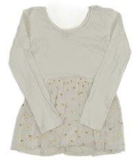 Smetanové bavlněno/tylové šaty s všitým body a srdíčky Kiki&Koko