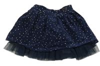 Tmavomodrá manšestrová sukně s hvězdami Nutmeg