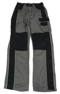 Tmavošedo-černé pracovní kalhoty s kapsami