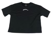 Černé sportovní crop tričko s nápisem H&M