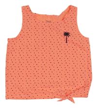 Neonově oranžový melírovaný puntíkatý crop top s palmou Yigga
