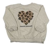 Béžová melírovaná mikina se srdcem s flitry George