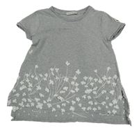 Šedé melírované tričko s 3D květinami Moncler