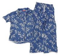 Tmavomodré pyžamo s listy