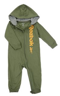 Khaki tepláková kombinéza s logem a kapucí Reebok