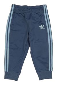 Modré sportovní tepláky s logem a pruhy Adidas