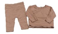 2 set - Světlerůžový zavinovací lehký svetr + vzorované pletené legíny M&S