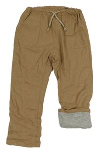 Hnědé plátěné podšité kalhoty H&M