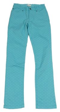 Tyrkysové puntíkaté skinny rifle Charles Vögele