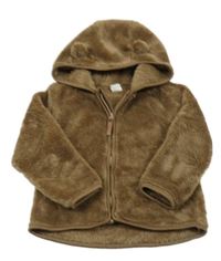 Hnědá chlupatá propínací mikina s kapucí H&M