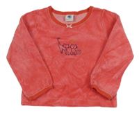 Červené sametové triko s kočkami 