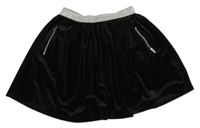 Černá sametová kolová sukně se stříbrným pasem Tu