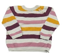 Smetanovo-vínovo-okrový pruhovaný svetr H&M