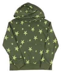 Tmavozelená mikina s hvězdami a kapucí H&M