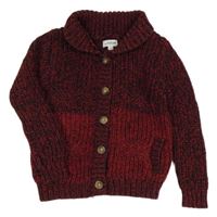 Vínovo-černý melírovaný propínací svetr 